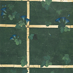 Обои ручная роспись Morning Glory Original colourway on Edo Green painted Xuan paper варинант исполнения - 1 | Loft Concept в Красноярске