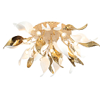 Люстра потолочная с декоративными белыми и золотистыми листьями Wintery flovers варинант исполнения - 3 | Loft Concept в Красноярске