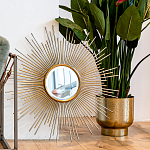 Зеркало-солнце круглое в раме из металла с золотыми с лучами Rays of Peace варинант исполнения - 3 | Loft Concept в Красноярске