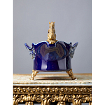 Чаша темно-синего цвета из фарфора с бронзовыми фигурками белок Eden Garden porcelain and bronze варинант исполнения - 3 | Loft Concept в Красноярске