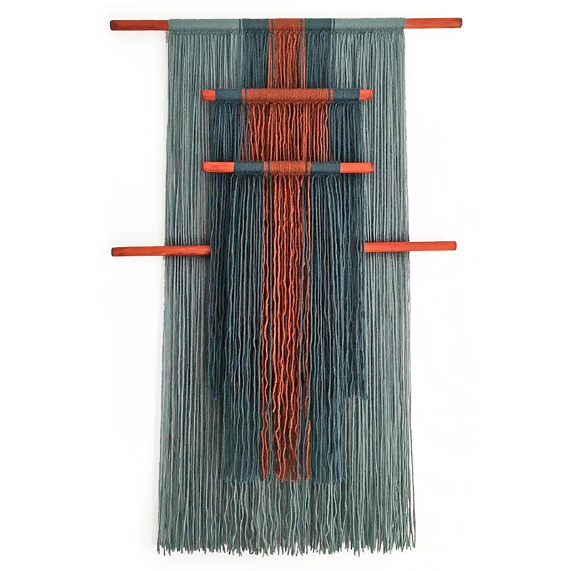 Декор на стену Макраме из нитей Japan Wall Panel Orange Серо-голубой Оранжевый в Красноярске | Loft Concept 