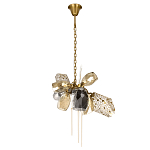 Люстра подвесная со стеклянными плафонами из дымчатого и золотистого с тремя вертикальными подвесками Gilded Mirage  варинант исполнения - 2 | Loft Concept в Красноярске