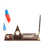 Настольный письменный набор с часами в виде пирамиды из природного камня обсидиана Pyramid of Time варинант исполнения - 1 | Loft Concept в Красноярске