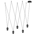 Подвесной светильник черными плафонами на длинных пересекающихся тросах Construction варинант исполнения - 2 | Loft Concept в Красноярске