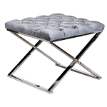 Пуф велюровый серый с каретной стяжкой Perennially варинант исполнения - 1 | Loft Concept в Красноярске