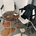Круглый журнальный столик со столешницей из эпоксидной смолы Epoxy Resin Flowers Coffee Table варинант исполнения - 8 | Loft Concept в Красноярске