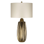 Настольная лампа с рифленым керамическим основанием в бронзовом цвете и жемчужным шёлковым абажуром Elstead Lighting варинант исполнения - 1 | Loft Concept в Красноярске