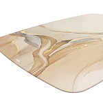 Обеденный стол с прямоугольной бежевой столешницей из стекла на 4-х деревянных ножках Beige Marble варинант исполнения - 4 | Loft Concept в Красноярске