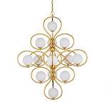 Люстра с закругленным каркасом золотого цвета и белыми плафонами Round Curl варинант исполнения - 2 | Loft Concept в Красноярске