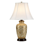 Настольная лампа с фарфоровым основанием с декоративным орнаментом и белым абажуром на темной круглой подставке Elstead Lighting варинант исполнения - 6 | Loft Concept в Красноярске