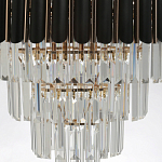 Люстра из черного металла с многоярусными подвесками из прозрачного хрусталя на золотой цепи Empire Black Chandelier Crystal варинант исполнения - 8 | Loft Concept в Красноярске