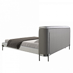 Кровать двуспальная серая с мягким изголовьем из экокожи и ткани Modern Look варинант исполнения - 4 | Loft Concept в Красноярске