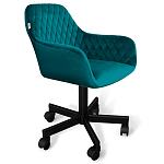 Стул с мягкой бирюзовой обивкой из велюра и подъемно-поворотным механизмом на черных колесиках Harper Turquoise варинант исполнения - 1 | Loft Concept в Красноярске