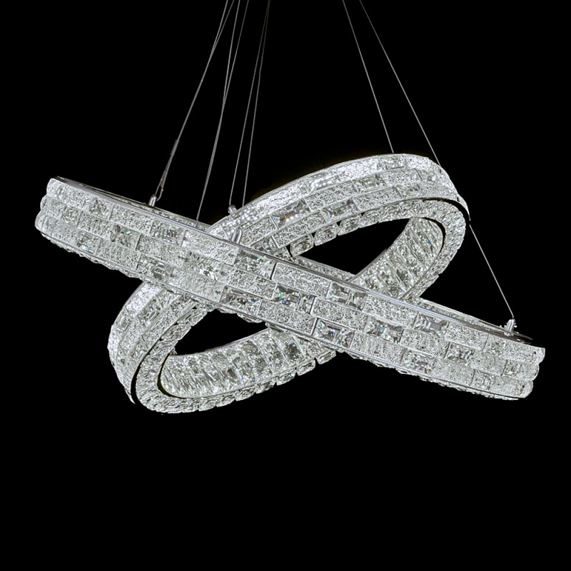 Люстра на 2 кольца с текстурной огранкой Reflection of Reality Хром Прозрачный в Красноярске | Loft Concept 