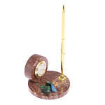 Часы настольные с шариковой металлической ручкой из натурального камня Stone Clock варинант исполнения - 5 | Loft Concept в Красноярске