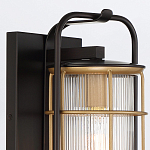 Настенный фонарь цилиндрической формы с рифленым стеклом в золотом каркасе на черном прямоугольном основании Eurofase варинант исполнения - 5 | Loft Concept в Красноярске