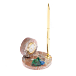 Часы настольные с шариковой металлической ручкой из натурального камня Stone Clock варинант исполнения - 8 | Loft Concept в Красноярске