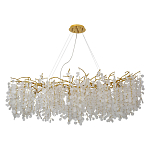 Люстра подвесная с золотистыми ветками и стеклянными подвесками в виде листьев Длина 130 см FAIRYTREE Light варинант исполнения - 1 | Loft Concept в Красноярске