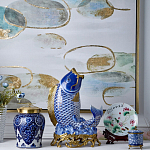 Ваза с насыщенным синим орнаментом и золотой крышкой Blue & White Ornament  варинант исполнения - 1 | Loft Concept в Красноярске