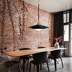 Подвесной светильник с плафоном в форме плоского купола и белой шарообразной лампой Eurofase варинант исполнения - 8 | Loft Concept в Красноярске