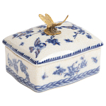 Фарфоровая шкатулка с бронзовой стрекозой Blue and White варинант исполнения - 1 | Loft Concept в Красноярске