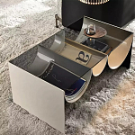 Дизайнерский журнальный стол с полукруглыми полками под столешницей Tiwoberoc варинант исполнения - 2 | Loft Concept в Красноярске