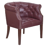 Кресло низкое из натуральной кожи на 4-х деревянных ножках из массива бука Chloe Leather Armchair vine варинант исполнения - 1 | Loft Concept в Красноярске