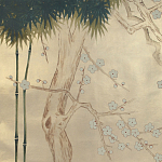 Обои ручная роспись Bamboo River Blossom Original colourway on Brushed Gold gilded paper варинант исполнения - 2 | Loft Concept в Красноярске