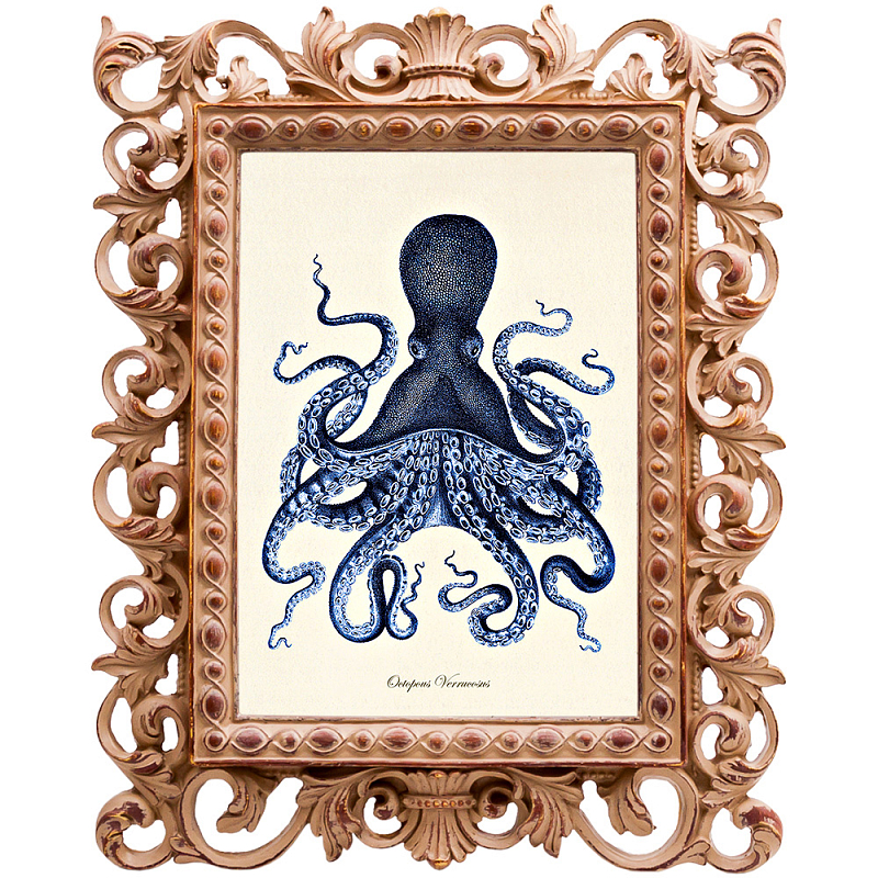 Постер Blue Octopus Poster Бежевый Морская синь Постер Blue Octopus Poster Бежевый Морская синь в Красноярске | Loft Concept