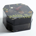 Шкатулка из эпоксидной смолы с цветами черная Epoxy Resin Square Box Black варинант исполнения - 5 | Loft Concept в Красноярске
