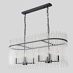 Люстра подвесная овальная со стеклянными прозрачными трубками и металлическим каркасом черного цвета Nembus варинант исполнения - 4 | Loft Concept в Красноярске