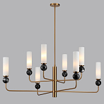 Люстра на штанге с 8-ю цилиндрическими матовыми плафонами и шарами из камня Orb Essence варинант исполнения - 6 | Loft Concept в Красноярске