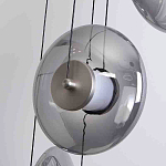 Люстра каскадная с 5-ю круглыми стеклянными плафонами дымчатого цвета и черными деталями Orbit Serenade варинант исполнения - 2 | Loft Concept в Красноярске