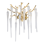 Бра золотого цвета с разветвленными ветвями и длинными прозрачными подвесками в форме стеклянных сосулек Droplet Chandelier варинант исполнения - 1 | Loft Concept в Красноярске