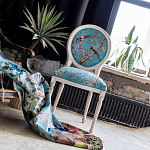 Стул из массива бука бирюзовый с изображением птиц и цветов Turquoise Beige Chinoiserie Birds Garden Chair варинант исполнения - 7 | Loft Concept в Красноярске
