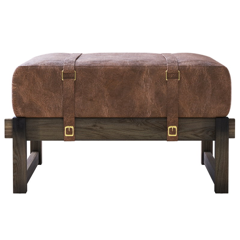 Пуф Duncan винтажная коричневая кожа  Коричневый винтаж в Красноярске | Loft Concept 