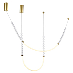 Подвесной светильник с 3-мя изогнутыми плафонами и белыми декоративными шариками PEARLS Suspension варинант исполнения - 4 | Loft Concept в Красноярске