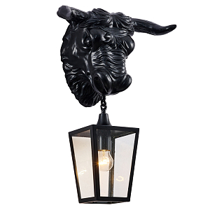 Черный уличный светильник с головой бизона ANIMAL LANTERN