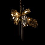 Люстра подвесная со стеклянными плафонами из дымчатого и золотистого с тремя вертикальными подвесками Gilded Mirage  варинант исполнения - 4 | Loft Concept в Красноярске