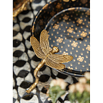 Блюдо черного цвета из фрафора на бронзовых ножках в виде стрекоз Eden Garden варинант исполнения - 5 | Loft Concept в Красноярске