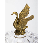 Конфетница из прозрачного рельефного стекла с ручками в виде стрекоз и фигуркой лебедя Eden Garden варинант исполнения - 3 | Loft Concept в Красноярске