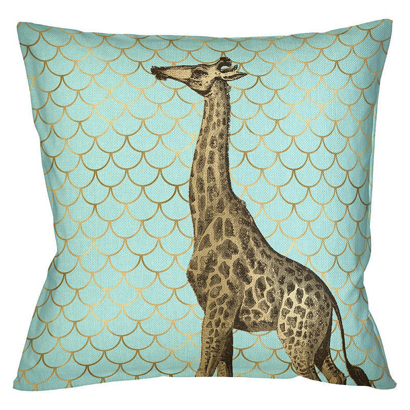 Подушка Safari light blue giraffe Бирюзовый Глянцевое золото Подушка Safari light blue giraffe Бирюзовый Глянцевое золото в Красноярске | Loft Concept
