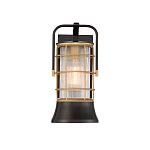 Настенный фонарь цилиндрической формы с рифленым стеклом в золотом каркасе на черном прямоугольном основании Eurofase варинант исполнения - 12 | Loft Concept в Красноярске