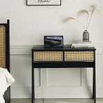 Дизайнерский письменный стол матово-чёрного цвета с 2-мя плетеными ящиками Glade Desk варинант исполнения - 2 | Loft Concept в Красноярске