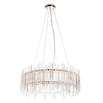 Люстра подвесная круглая с прозрачными хрустальными трубками и золотистым каркасом Диаметр 60 см Hexagon Tube Light варинант исполнения - 1 | Loft Concept в Красноярске