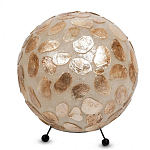 Настольная лампа из перламутра на металлическом каркасе Indonesian Circle варинант исполнения - 3 | Loft Concept в Красноярске