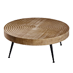 Журнальный столик с круглой фактурной столешницей из натурального дерева Vortex варинант исполнения - 1 | Loft Concept в Красноярске