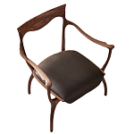 Стул деревянный с мягким сиденьем из коричневой натуральной кожи Moon Walnut Furniture варинант исполнения - 13 | Loft Concept в Красноярске