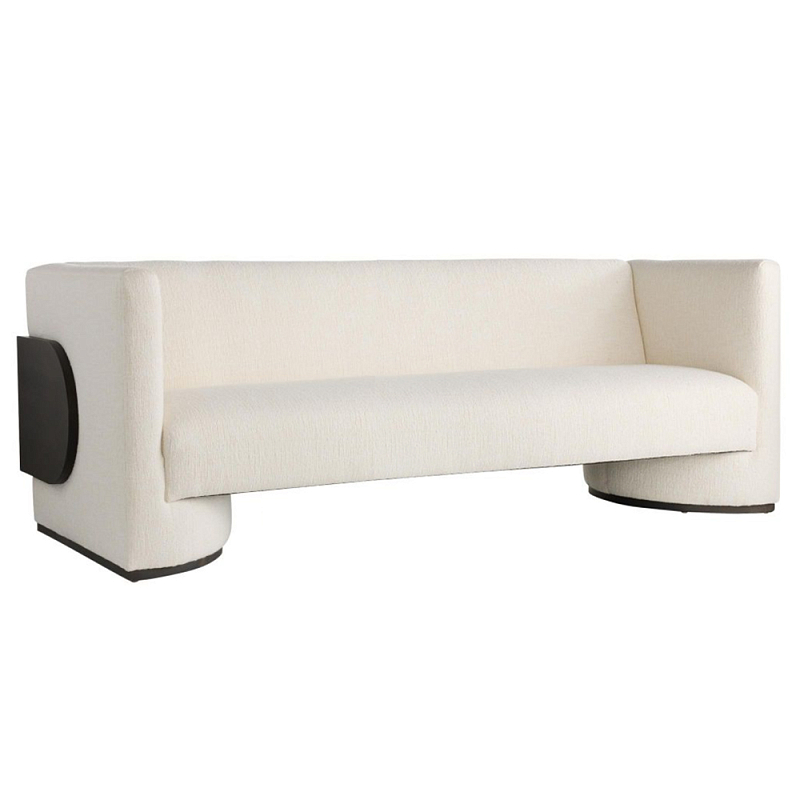 Трехместный диван Florida Sofa с элегантным деревянным декором Белый Черный Трехместный диван Florida Sofa с элегантным деревянным декором Белый Черный в Красноярске | Loft Concept
