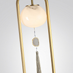Торшер с шарообразным плафоном из белого стекла с подвеской из камня и длинной кисточкой Agatelle варинант исполнения - 4 | Loft Concept в Красноярске